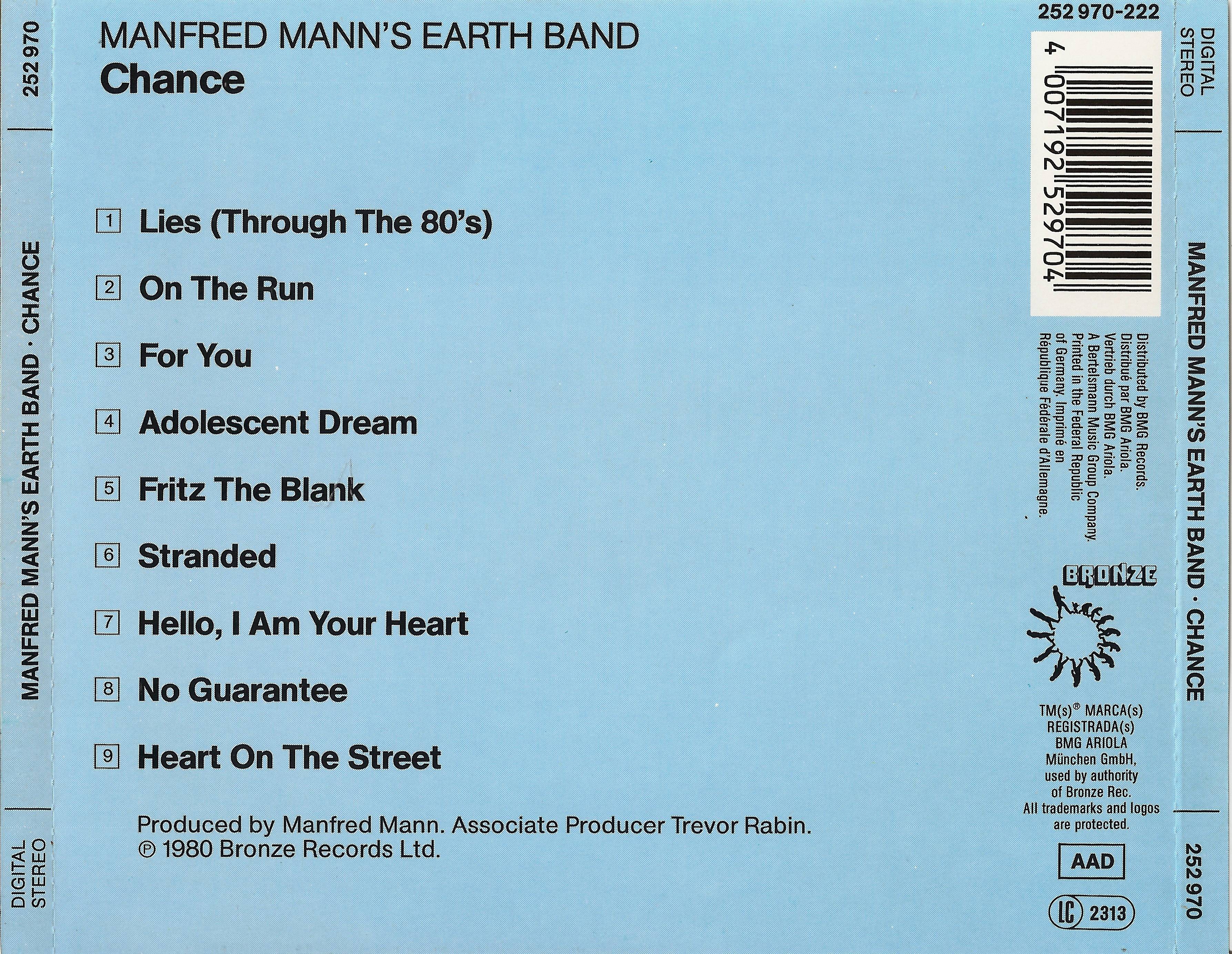 Manfred Manns Earth Band Chance : Back DE | CD Covers | Cover Century |  Over 1.000.000 Album Art covers for free